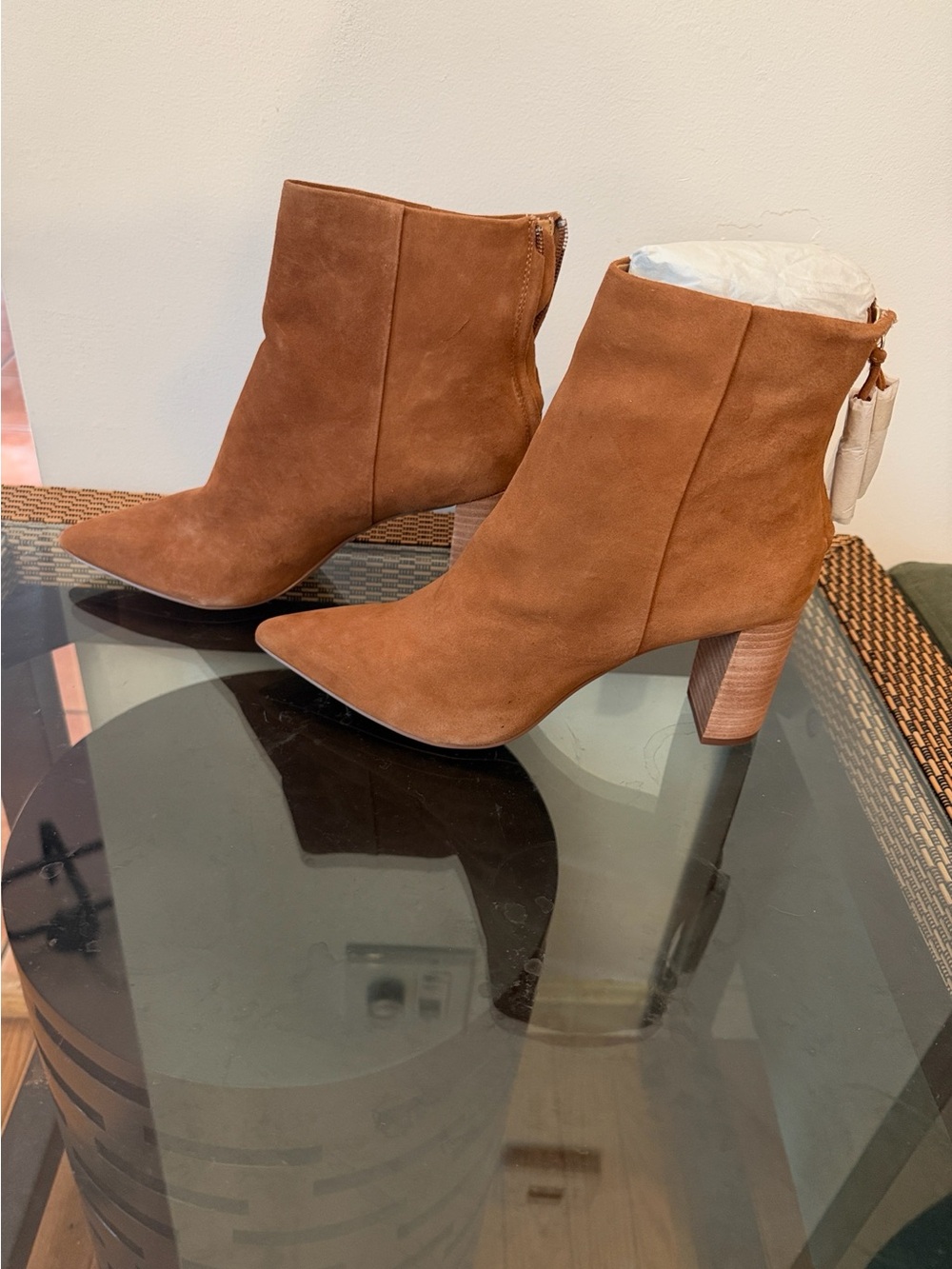 Banana Republic Women's Brown Suede Pointed Toe Block Heel Ankle Boots